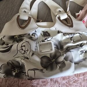 SHEIN Black and White Floral Hobo Bag